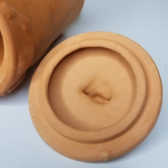 Vintage Terracotta Vegetable Keeper Rustic Unglazed Farmhouse Kitchen Canister - Picture 5 of 11